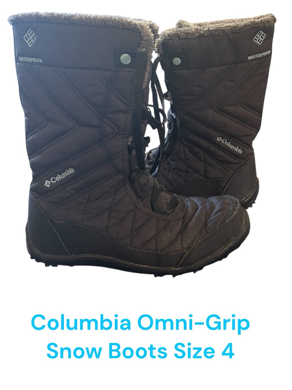 Columbia Black Quilted Insulated Waterproof Girl’s Snow Boots